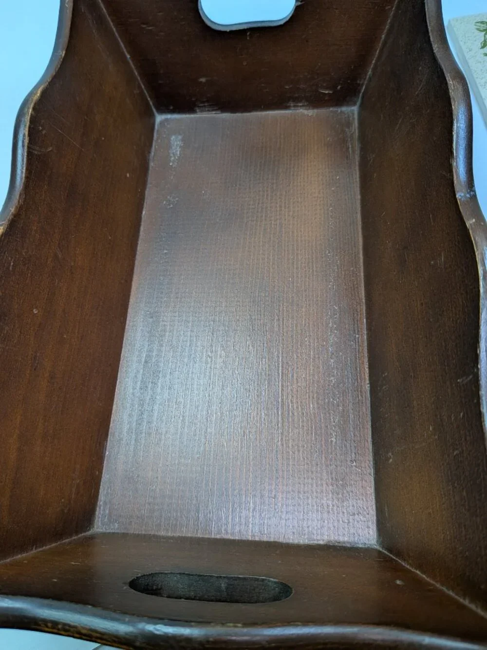 Vintage Wood Bread Warmer Basket & Mid-State Ceramic Tile Insert also a Riser